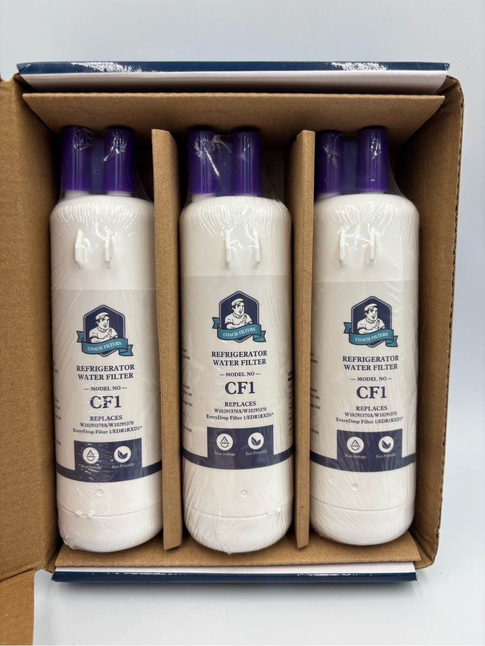 3 Pack Coach CF1 Refrigerator Water Replacement Filter W10295370A/W10295370
